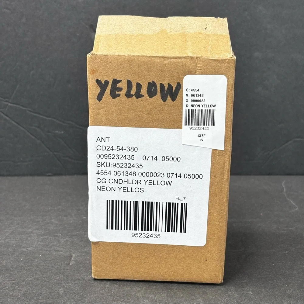 Anthropologie Modern Cut Glass Candle Holder in Yellow, NIB.